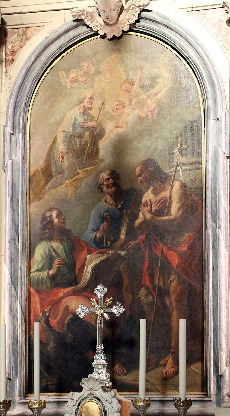 San Giuseppe in gloria con i SS. Giovanni evangelista, Pietro e Giovanni Battista